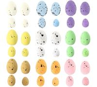Uova di Pasqua in schiuma, confezione da 200 uova decorative multicolore pastello, leggere per cestini, feste, giochi primaverili, aule artigianali, motivi unici per bambini e decorazioni per le