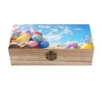 Uova di Pasqua, scatola portaoggetti in legno con fiori del cielo, scatola decorativa retrò, scatole dei ricordi con serratura a cerniera, contenitore per gioielli, scatole regalo in legno per hobby