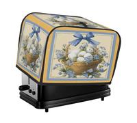 Uova di Pasqua su cestino blu fiore copertura 2 fette di copertura antipolvere per macchina del pane, piccolo elettrodomestico da cucina