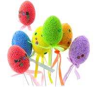 Uova di Pasqua su filo con foglie e fiocchetto, set da 6 pezzi