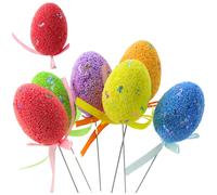 Uova di Pasqua su stecco con fiocchetto, set colorato da 6 pezzi