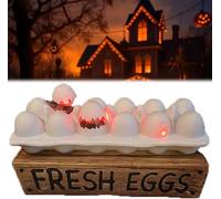 Uova diavolate animate di Halloween vassoio illuminato, graziosa decorazione di lanterna di pulcini zombi a led, luci calde luminose e suoni spettrali rendono anche gli spettracolari,1pcs