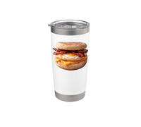 Uova e formaggio su un panino per la colazione con muffin inglesi Bicchiere termico in acciaio inox doppia parete