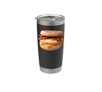 Uova e formaggio su un panino per la colazione con muffin inglesi Bicchiere termico in acciaio inox doppia parete