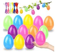 Uova orientali da appendere, grandi 8,5 cm, 36 pezzi, uova di plastica colorate con nastri, gusci d'uovo, riempitivo per la caccia pasquale, decorazione per albero di Pasqua, feste, regali a sorpresa