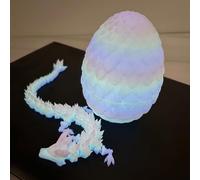 Uovo a sorpresa arcobaleno stampato in 3D con drago nelle uova che si illumina al buio con draghi flessibili da 28 cm all'interno, regalo dinosauro stampato in 3D, uovo di Pasqua, giocattolo