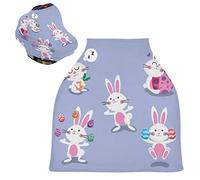 Uovo Di Coniglio Blu Di Pasqua Passeggino Tettoia Copri Seggiolino Copertura Infermieristica Auto per Bambini per L'Allattamento Al Seno Morbido Traspirante Elastica Tettuccio