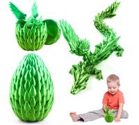 Uovo di drago stampato 3D con drago, giocattolo misterioso drago, drago di cristallo nel drago d'uovo, giocattolo realistico misterioso drago, articolazioni eque, drago con uovo (verde)