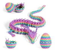 Uovo di drago stampato 3D misterioso giocattolo realistico drago mobile articolazioni flessibili, uova di drago, giocattolo da scrivania, decorazione per la casa dell'ufficio iridescente