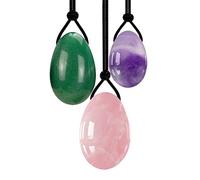 Uovo di giada di quarzo rosa Uovo di Yoni di ametista Uovo di Yoni di cristallo viola Uovo di giada naturale Stringere la palla da massaggio Esercitatore di Kegel, 1PC Taglia L decorazione della stanz