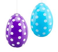 Uovo di Pasqua Gonfiabile, 2pcs Uova Pasqua Giganti, Uovo Pasquale da Appendere, Adatte per Pasqua, Interni ed Esterni, Cortile, Giardino, Decorazione del Prato (Blu + Viola)