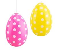 Uovo di Pasqua Gonfiabile, 2pcs Uova Pasqua Giganti, Uovo Pasquale da Appendere, Adatte per Pasqua, Interni ed Esterni, Cortile, Giardino, Decorazione del Prato (Ros Giallo)
