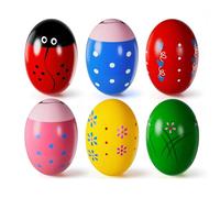 Uovo di Pasqua in Legno Uova Maracas Easter Eggs Percussion Uova Pasquali Ovetti Musicali per Caccia di Pasqua, Bomboniere, Regali per le Feste, Accessori per la Classe (6 pezzi-A)