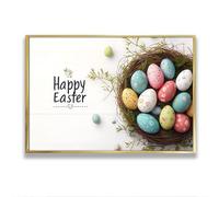 Uovo di Pasqua Nido Tela di canapa Arte della parete Moda Vacanze Stampe stagionali Poster Minimalismo Pittura Immagine Opera d'arte per lavanderia Decor 60x92cm con cornice in oro