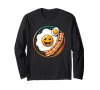 Uovo e pancetta sorriso faccia divertente colazione amante del cibo Meme Maglia a Manica