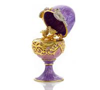 Uovo Keren Kopal con due colombe d'amore portagioie decorato con cristalli...