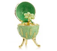 Uovo Keren Kopal con fiori portagioie decorato con cristalli austriaci