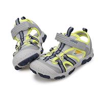 UOVO Sandali per bambini, per escursionismo, atletica, con punta chiusa, sandali estivi per ragazzi, ad asciugatura rapida, Grigio/Verde 9966, 26.5 EU