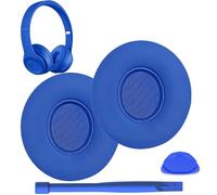 UOWGA Cuscinetti auricolari di ricambio per cuffie Beats Solo 3 Wireless/Wireless, cuscinetti in memory foam, isolamento acustico, pelle resistente (blu)