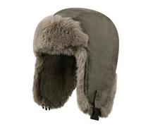 uoXHFdh Cappello da cacciatore in pelle impermeabile, cappelli invernali con paraorecchie, cappello caldo for sci e caccia(DPL1Dark grey)