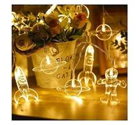uoXHFdh Catena Luminosa Creativa a Forma di Razzo Spaziale con Astronauta | Lampada Decorativa for cameretta dei Bambini a Batteria | Luci fatate for Le Vacanze(Warm White,4.9FT(10LED))