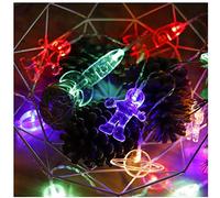 uoXHFdh Catena Luminosa Creativa a Forma di Razzo Spaziale con Astronauta | Lampada Decorativa for cameretta dei Bambini a Batteria | Luci fatate for Le Vacanze(Colorful,6.5FT(20LED))