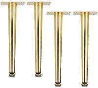 uoXHFdh Gambe for mobili in metallo affusolate, confezione da 4, regolabili, multicolore, 10,5-72,5 cm, con viti(Gold Straight,15.5cm)