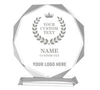 uoXHFdh Premio Trofeo in Vetro Personalizzato con Testo e Logo inciso, Targa in for Eventi dedicati al dipendente dell'anno
