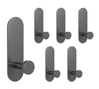 Uoxira Ganci Adesivi 6 Pezzi Gancio Adesivo Multifunzionale Porta Asciugamani Ganci Appendiabiti Adatto per Bagno Cucina Ufficio Camera da Letto Senza Foratura Muro Gancio Adesivo, Grigio