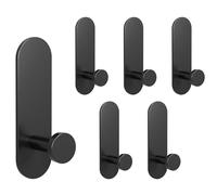 Uoxira Ganci Adesivi 6 Pezzi Gancio Adesivo Multifunzionale Porta Asciugamani Ganci Appendiabiti Adatto per Bagno Cucina Ufficio Camera da Letto Senza Foratura Muro Gancio Adesivo, Nero