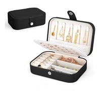 Uoxira Porta Gioielli da Viaggio Piccolo Portagioie da Viaggio Portatile Scatola Portagioie Donna Bambina Organizer Gioielli per Collane Orecchini Anelli Bracciali, Nero