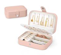 Uoxira Porta Gioielli da Viaggio Piccolo Portagioie da Viaggio Portatile Scatola Portagioie Donna Bambina Organizer Gioielli per Collane Orecchini Anelli Bracciali, Rosa