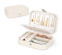 Uoxira Porta Gioielli da Viaggio Piccolo Portagioie da Viaggio Portatile Scatola Portagioie Donna Bambina Organizer Gioielli per Collane Orecchini Anelli Bracciali, Bianco