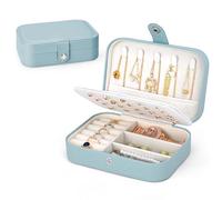 Uoxira Porta Gioielli da Viaggio Piccolo Portagioie da Viaggio Portatile Scatola Portagioie Donna Bambina Organizer Gioielli per Collane Orecchini Anelli Bracciali, Blu