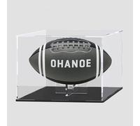 UoYeet Espositore da calcio con supporto per palline, scatola trasparente per pallone da calcio, rugby, vetrina per cimeli sportivi