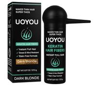 UOYOU Fibre per Capelli Biondo Scuro - Flacone da 27,5 g Con Applicatore - Correttore Naturale per Diradamento e Perdita dei Capelli - Per Uomini e Donne