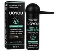 UOYOU Fibre per Capelli Grigie, Flacone da 27,5 g con Applicatore, Correttore Naturale alla Cheratina per Diradamento e Perdita di Capelli, per Uomini e Donne