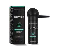 UOYOU Fibre per Capelli Nere - Flacone da 27,5 g con Applicatore, Correttore Naturale di Cheratina per Diradamento e Perdita dei Capelli - Per Uomini e Donne