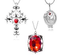 UoYu The Vampire Diar.s - Set di collane con ciondolo a forma di croce con simbolo di Elena Gilbert, collana con medaglione di Bennett Bonnie con adesivi, 23 pezzi
