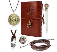 UoYu YouU - 30 pezzi in pelle scrittura diario notebook Uncharted 4 anelli collana fatto a mano braccialetto in pelle Drake inciso teschio monete d'oro collana film adesivi