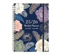 Uozonit Calendario - Taccuino A5 | Luglio 2025-Giugno 2026 Estetico A5 Bobina Floreale Spessa Blocco note Inglese per Diario, Studiare Note sul Campo Schizzi Ricerca