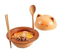 Uozonit Ciotole da zuppa, grande per cereali per ramen, design con gatto, stoviglie da cucina con cucchiai e bacchette per insalata, farina d'avena, cereali, pranzo, colazione, dormitorio e