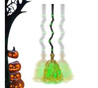 Uozonit Decorazione per scopa di Halloween, con luci a LED verdi, decorazione per Halloween, con luce a LED, per casa, feste, portico, casa, patio, cortile, esterno, parete interna