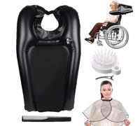 Uozonit gonfiabile per shampoo, vasca per lavare i capelli con clip per capelli, scialle impermeabile, pettini, portatile per shampoo, poggia collo per anziani, bambini, costretti a