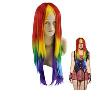 Uozonit Parrucca Rainbow Dash, Parrucca multicolore, Parrucche divertenti per le feste delle donne, Parrucche per costumi da donna, parrucche colorate, parrucche multicolori per la festa di Natale in