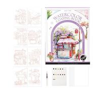 Uozonit Set di pittura ad, portatile, con tavolozza e pennello, kit portatile per pittura in miniatura a tre pieghe, 12 colori per studenti e pittori