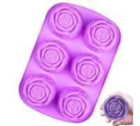 Uozonit Stampo in silicone a forma di rosa, per mousse e torte, facile rilascio, 6 cavità, vassoio per cubetti di ghiaccio, cocktail, succo, whisky, gelatina, cioccolato