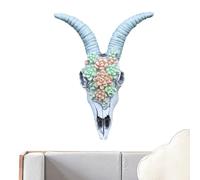 Uozonit Supporto da Parete per Testa di Animale, Scultura di Teschio di Animale, Pendente da Parete con Teschio e Testa di Pecora in Resina, Piante grasse, Figurine di Animali in Resina con Fiori di