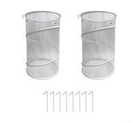 Up - Copertura per piante con barriera a rete fine, protegge le piante da giardino da cervi, conigli e polli, include telaio in acciaio e chiodi a forma di L (2 pezzi, bianco)