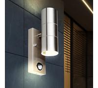 LAMPADA DA PARETE 2 ATTACCO GU10 INOX CON SENSORE MOVIMENTO VT-7622PIR-LED7503 V-TAC